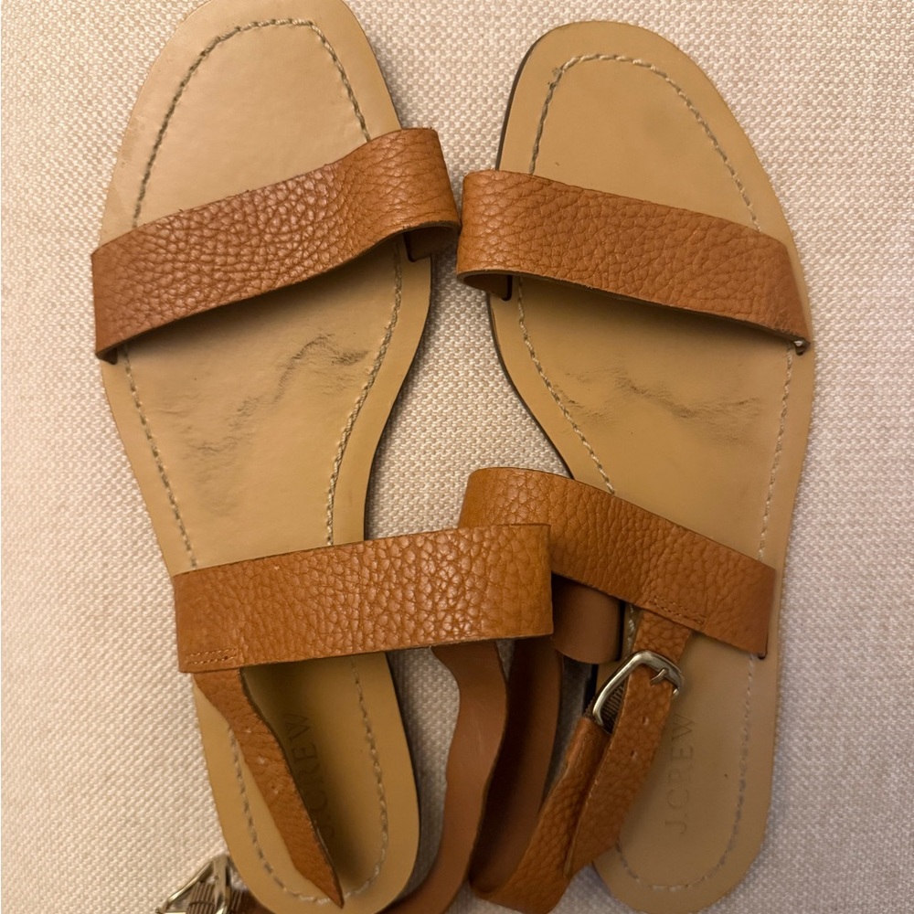 J.Crew Jules Brown Pebbled Leather Sandals